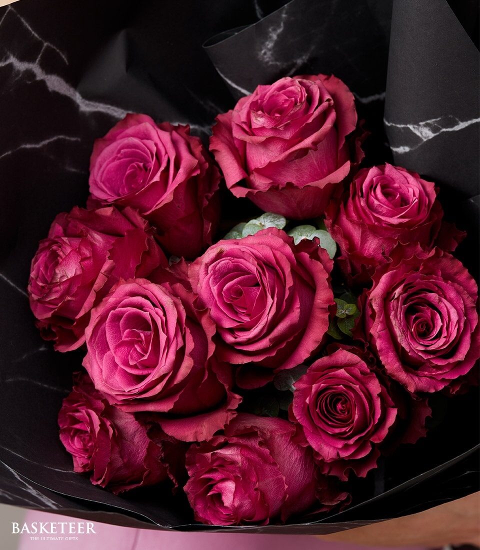 Vivid Blueberry Roses Bouquet