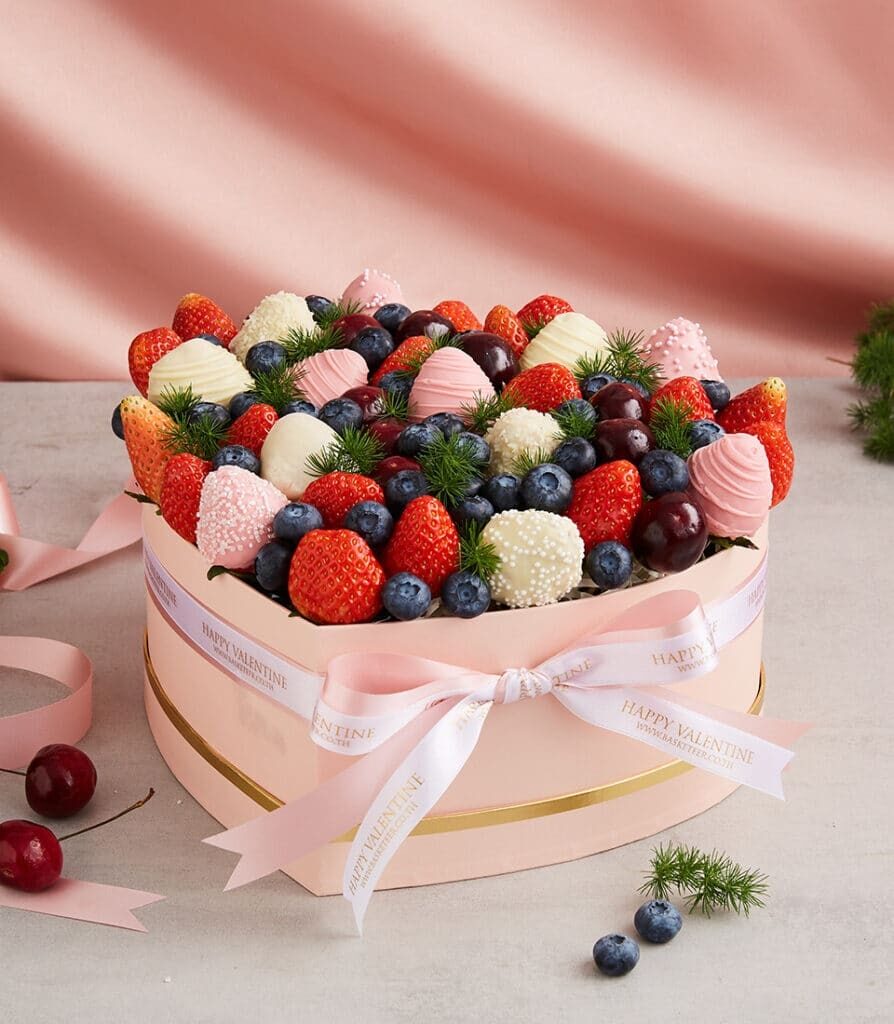 Elegant Berry & Chocolate Strawberry Heart Box
