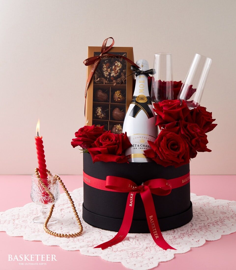 Romantic Red Roses and Wine Gift