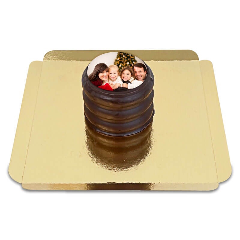 Dark chocolate Baumkuchen with photo (1 piece)