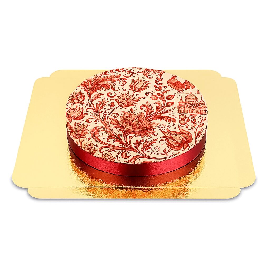 Red porcelain painted cake (Small (18 cm (6 servings)))