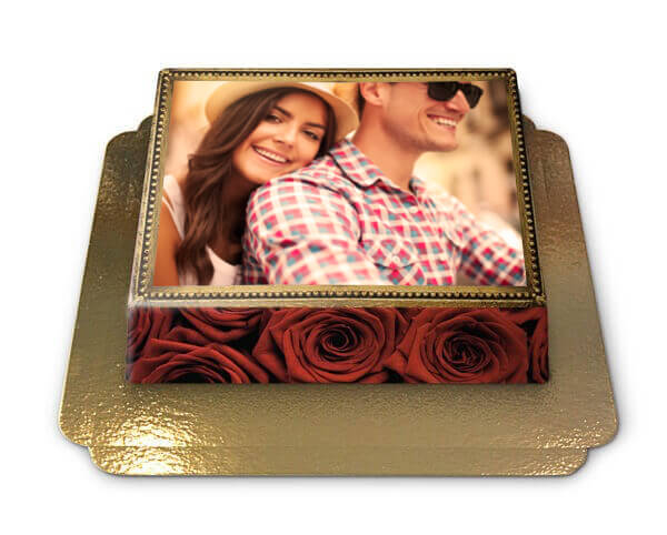 Photo cake in rose design (Small ((20×14 cm)6 servings))