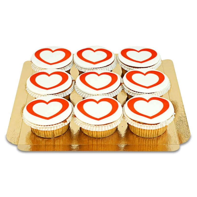 Heart cupcakes, 9 pieces