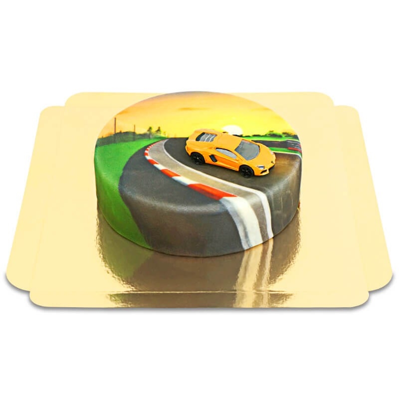 Lamborghini® toy car on cake (Small (18 cm (6 parts)))