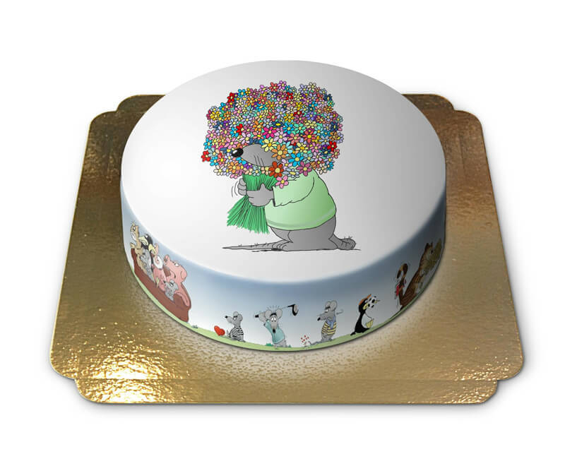 Messenger of love with a bouquet - Uli Stein (Small ((18 cm)6 servings))