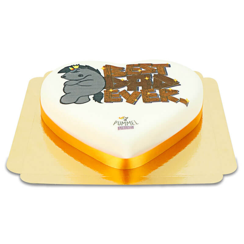 Pummeleinhorn - Grumpy unicorn "Best Dad ever" heart cake (Medium ((25×24 cm)10 servings))
