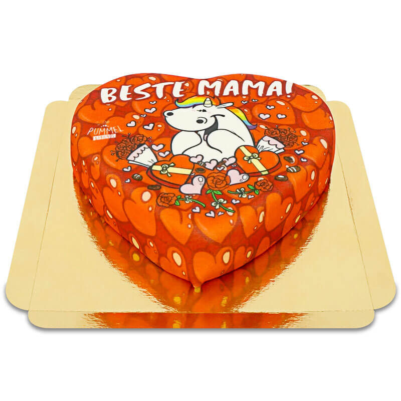 Chubby Unicorn - Best Mom Heart Cake (Medium (25X24 cm (10 servings)))