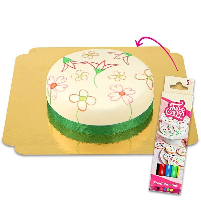 Cake decorated with food coloring pens (Small(18cm (6 portionen)))