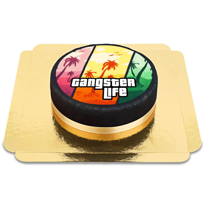 Video game cover cake "Gangster Life" (Small (18cm (6 Servings)))