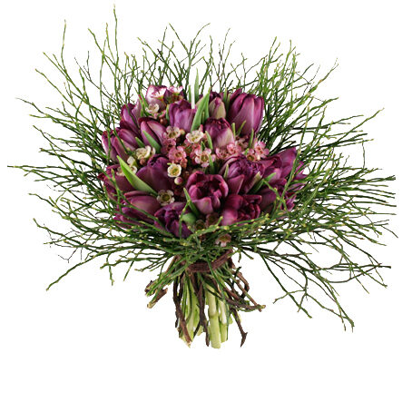 Send the bouquet of purple tulip cream as a flower bud