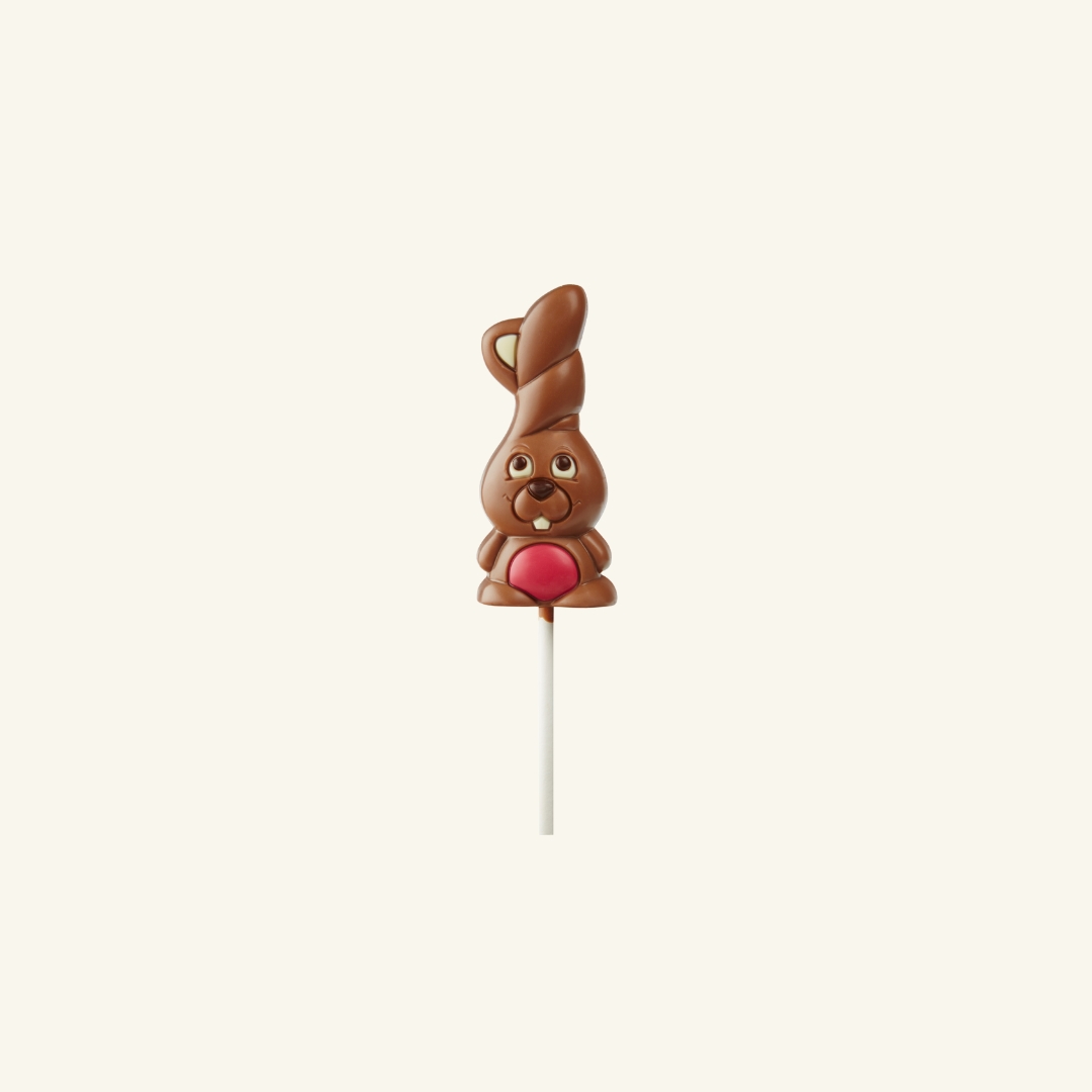 Chocolate lollipop bunny - red - 25g - 5 pcs