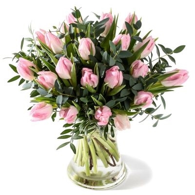 Bouquet "Pink tulips" (20 Tulips + greens)