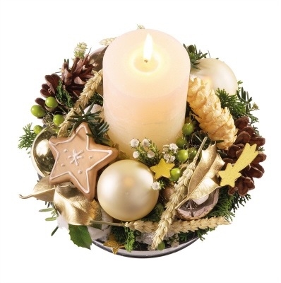 Christmas Centerpiece - Happy Days - White & Gold accents (Medium)