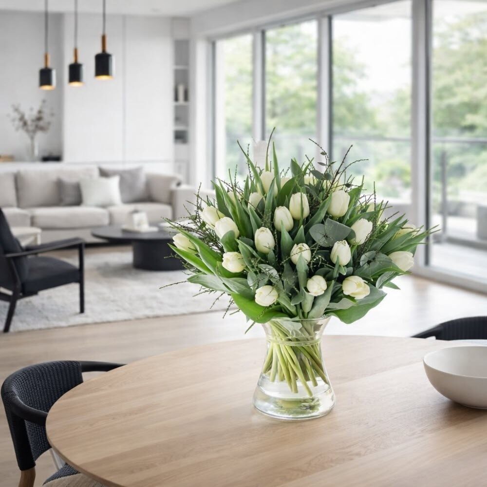 Bouquet "White tulips"(200 Tulips)
