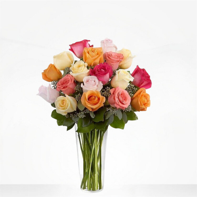 Bouquet "Warm roses" (12 roses + Greens.)