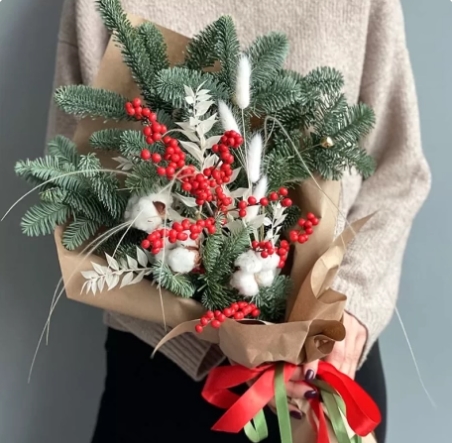 Bouquet of Fir Branches "Bullfinch"