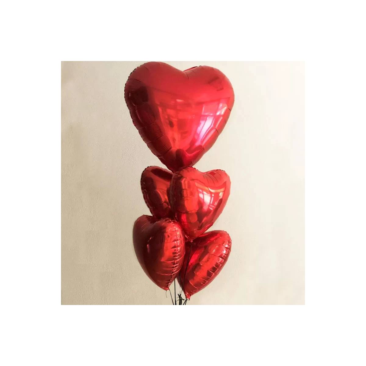 Set of Red Heart Shaped Balloons