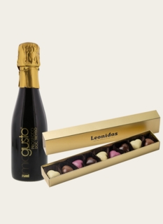 Leonidas Heart Chocolate Gift Set with Mini Prosecco