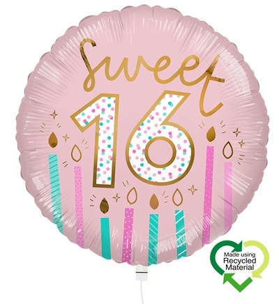 Balloon Birthday Sweet Sixteen Pink Eco