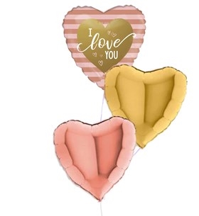 Balloon Bunch Hearts Love I Love You Pink Gold