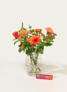 Letterbox flowers with a Tony Chocolonely Milk Chocolate Bar