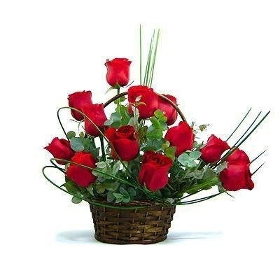 Basket of 12 Roses - You choose the color