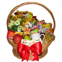Breakfast Gift Basket with Flowers