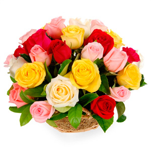 Round Mix Roses Basket