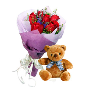 Rose Bouquet & Bear