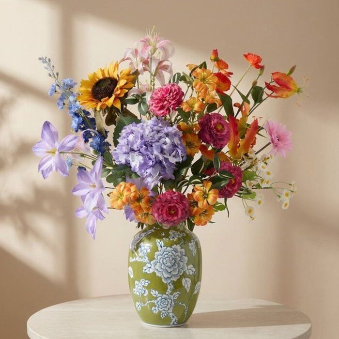 Silk artificial flowers | Premium Furore bouquet incl. vase