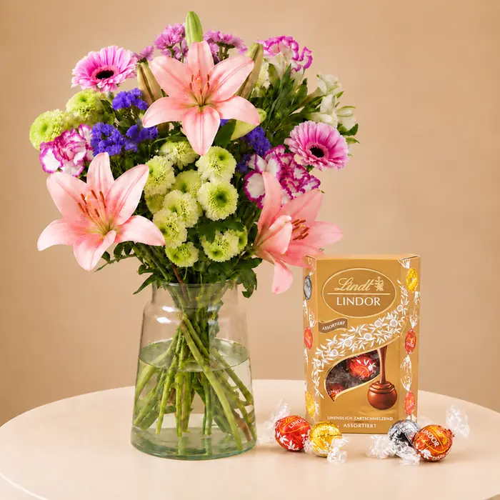 Boeket Luchtkus & Lindt LINDOR Cornet