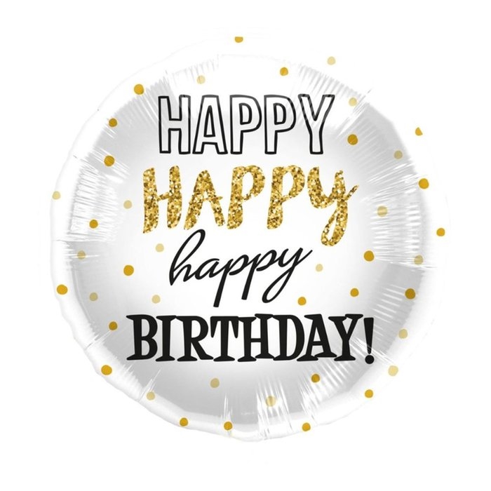 Balloon | Happy Birthday | Gold and dots