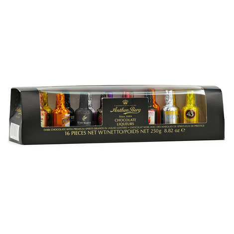 Box of dark chocolate with liqueur - 16 flavors