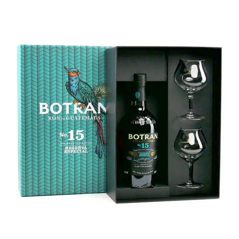 Botran 15 years - Rum of Guatemala - 40% with 2 glasses
