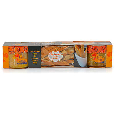 Seafood Flavours Aperitif Dip Box - Mussel and Scallop Rillettes (Boxed set 2 rillettes (2 x 95g) + dips (60g))