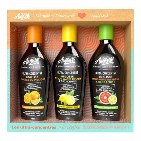 Citrus Party box of 3 ultra-concentrated licorice Orange, Mandarin and Lemon - Antesite