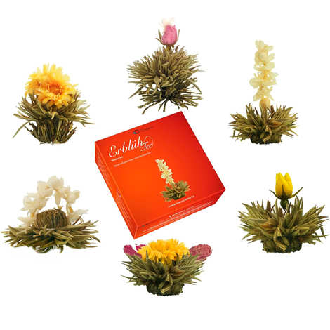 6 white tea flowers box