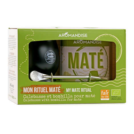 Mate Ritual Box - Calabash, bombilla and box of wild organic green mate