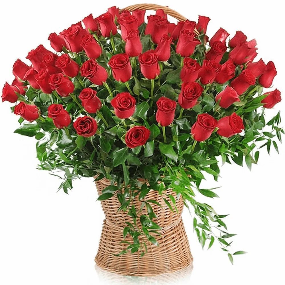100 roses in a basket (Small)