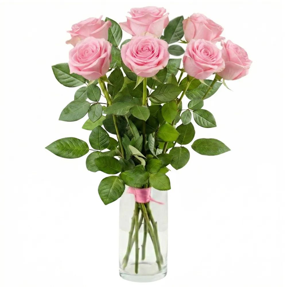 7 pink roses