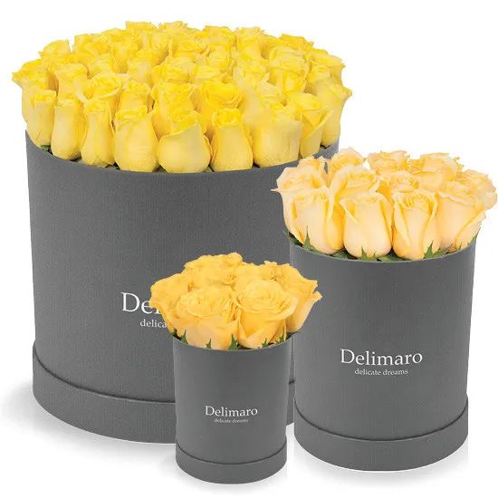 Yellow roses in a grey box (Small)
