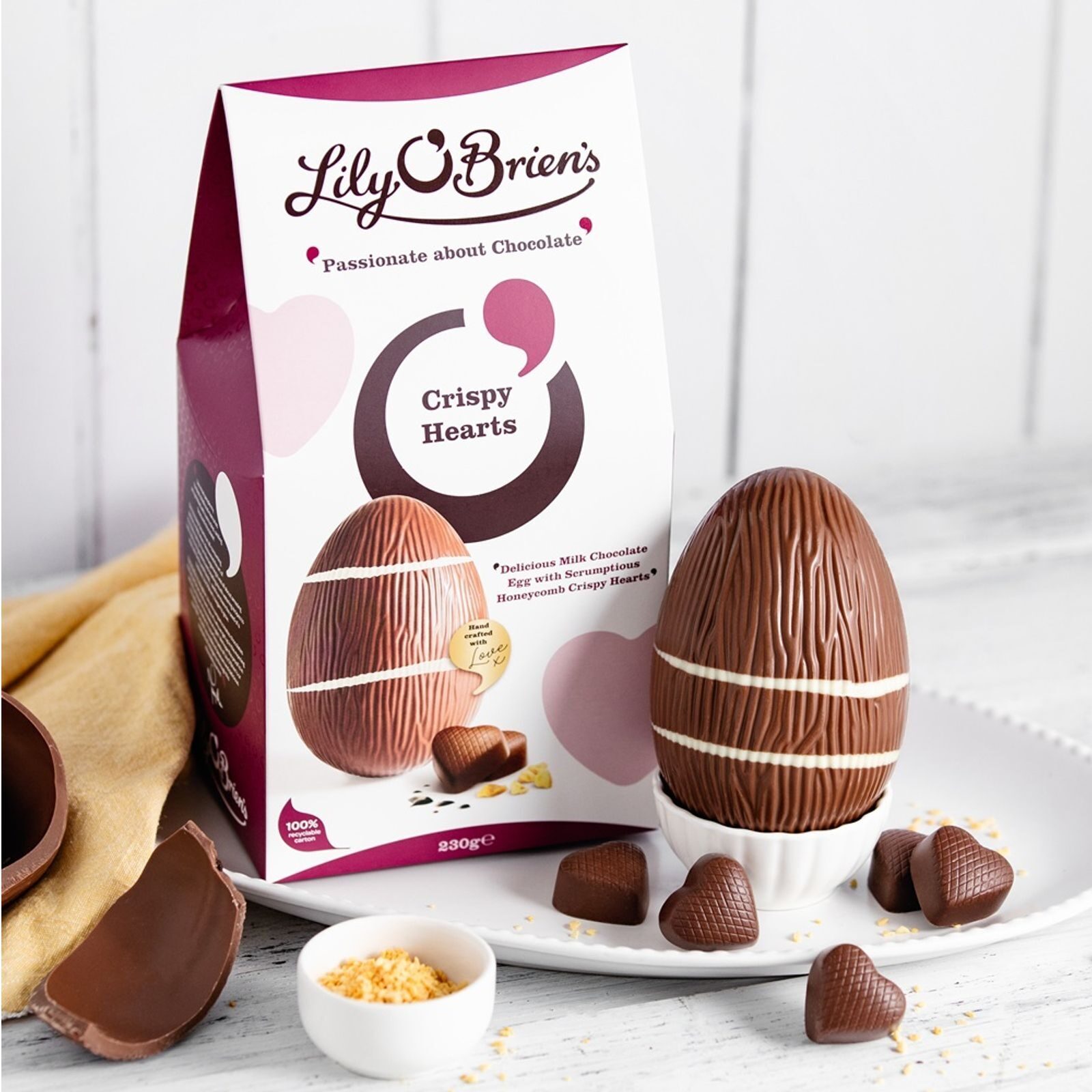 Milk Chocolate Egg with 5 Honeycomb Crispy Hearts, 230g