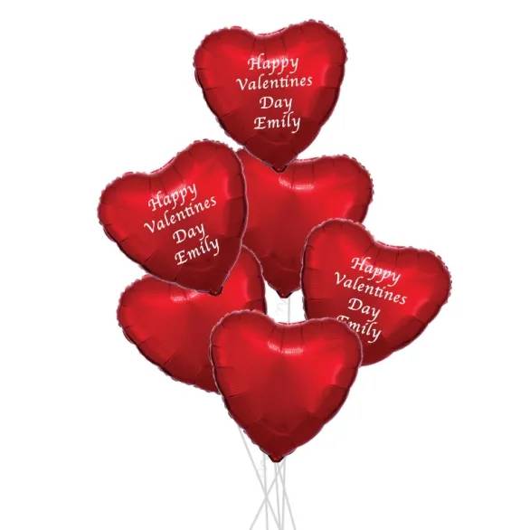Personalised Red Hearts Party Bouquets (3 Personalised Balloon)