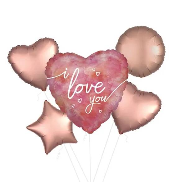 Watercolour I Love You Heart Foil Balloon (3 Balloons Gift Boxed)