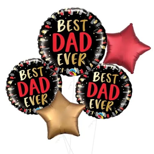 Best Dad Ever Black and Red Balloon (4 Balloons Gift Boxed)