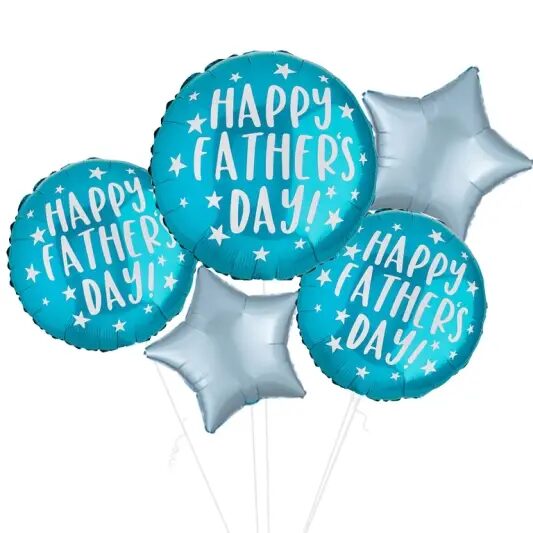 Happy Fathers Day Teal Foil Balloon (4 Balloons Gift Boxed)