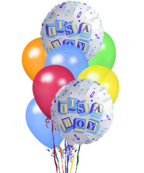 It's A Boy Balloon Bouquet (3 Mylar & 4 Latex Balloons to Theme)