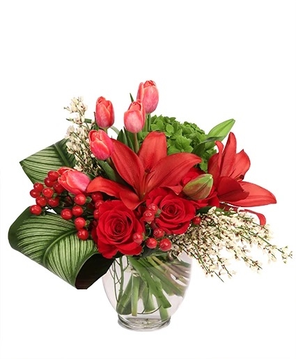 SOPHISTICATED SCARLET VASE ARRANGEMENT (Standard)