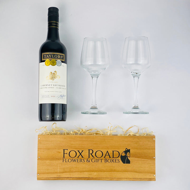Taylors Estate Cabernet Sauvignon and Glasses Gift Box