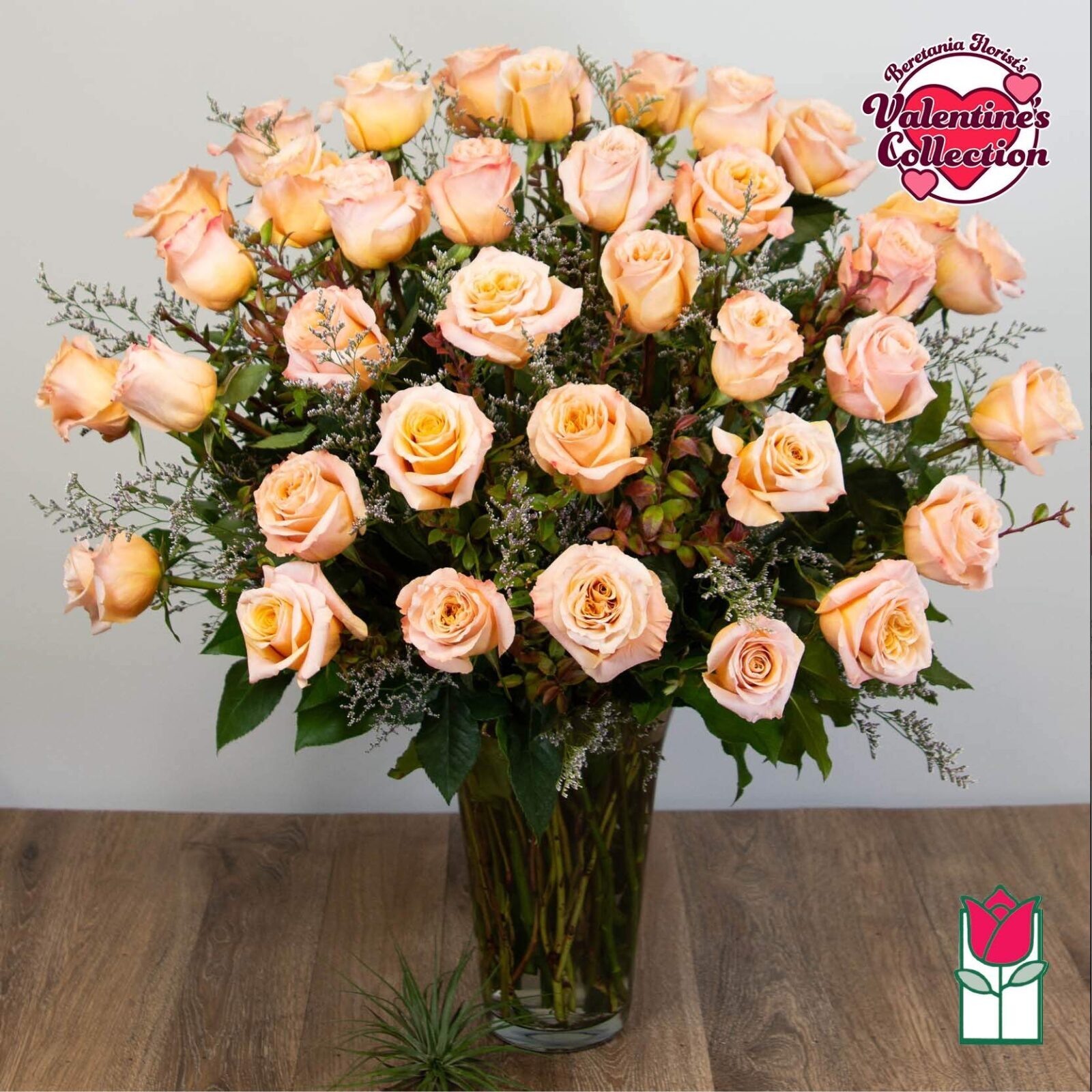 3 Dozen Peach Rose Bouquet